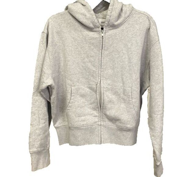 MATE THE LABEL ORGANIC COTTON FLEECE FULL ZIP HOODIE SWEATSHIRT GRAY SZ XS $128 - Picture 7 of 7